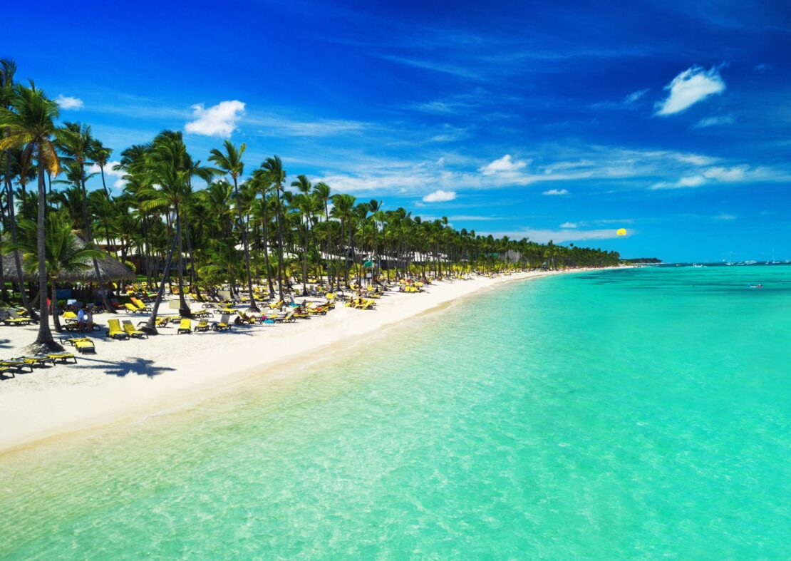 white sandy beach of Playa Bergantin in north coast of dominican republic